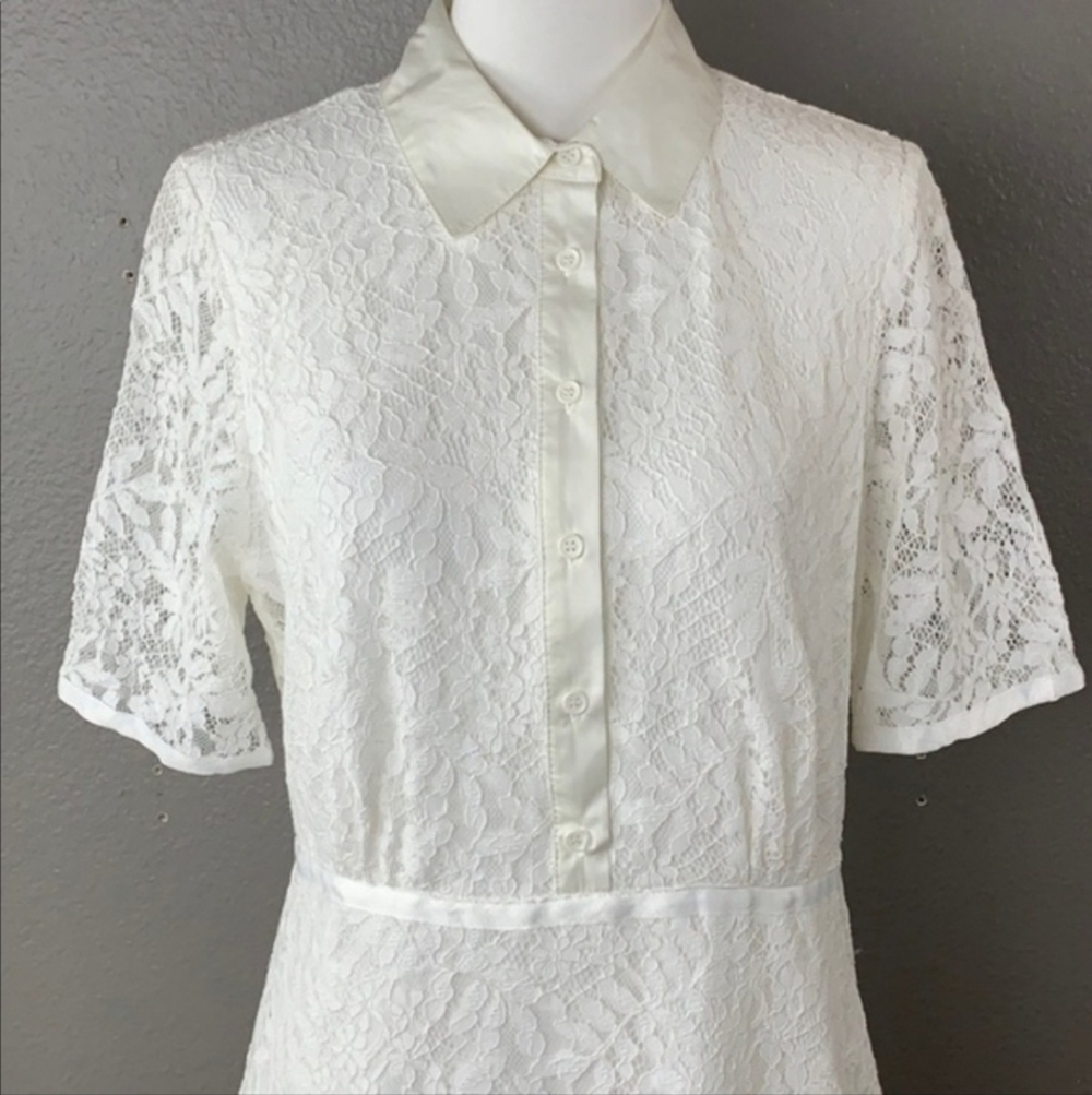 Nanette Lepore Women's White Floral Lace Cotton Dress. Quiet Luxury Academia Sz8 - Picture 8 of 13